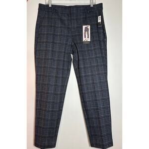 Liverpool Los Angeles 31/12 The Knit Trouser Navy Gray Tartan Plaid BNWT